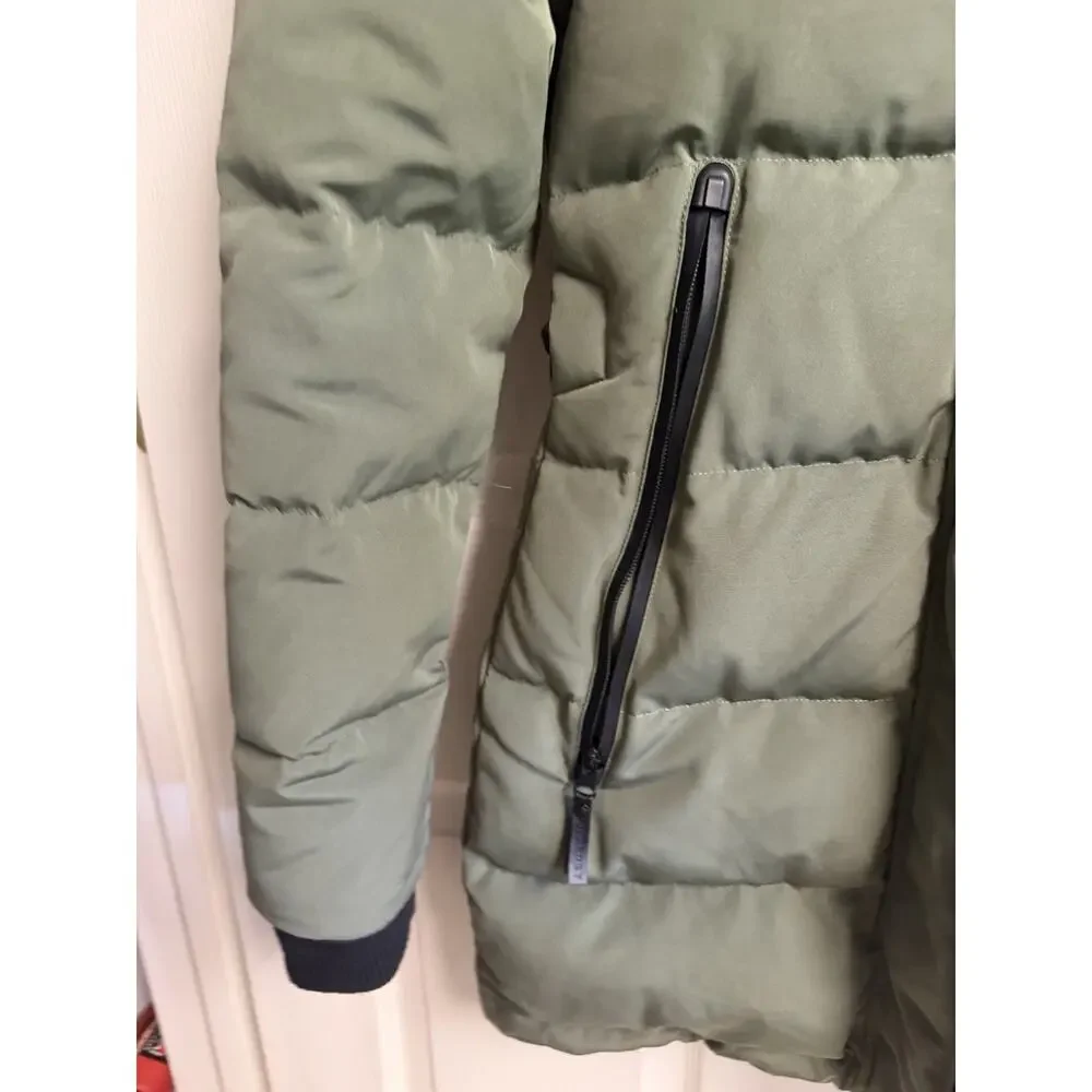 Super Dry Premium Down Jacket Parka Hooded Puffer Coat Olive Green Small 38w 31L